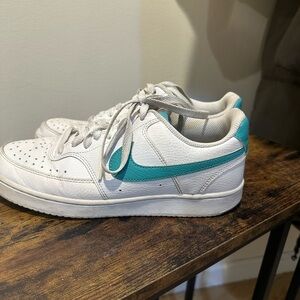 White and Teal Nike Sneakers